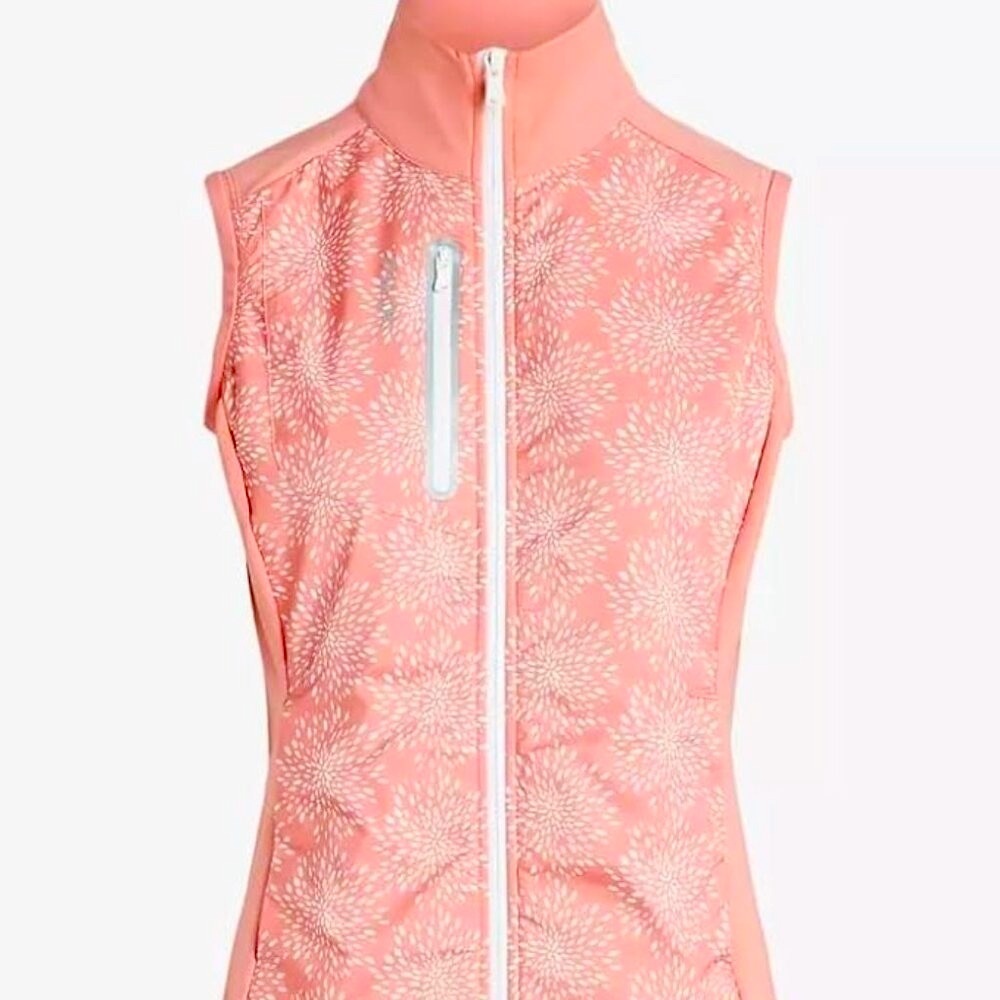 NWT Ralph Lauren RLX GOLF Women's Print Full-Zip French Terry Vest, Light Pink